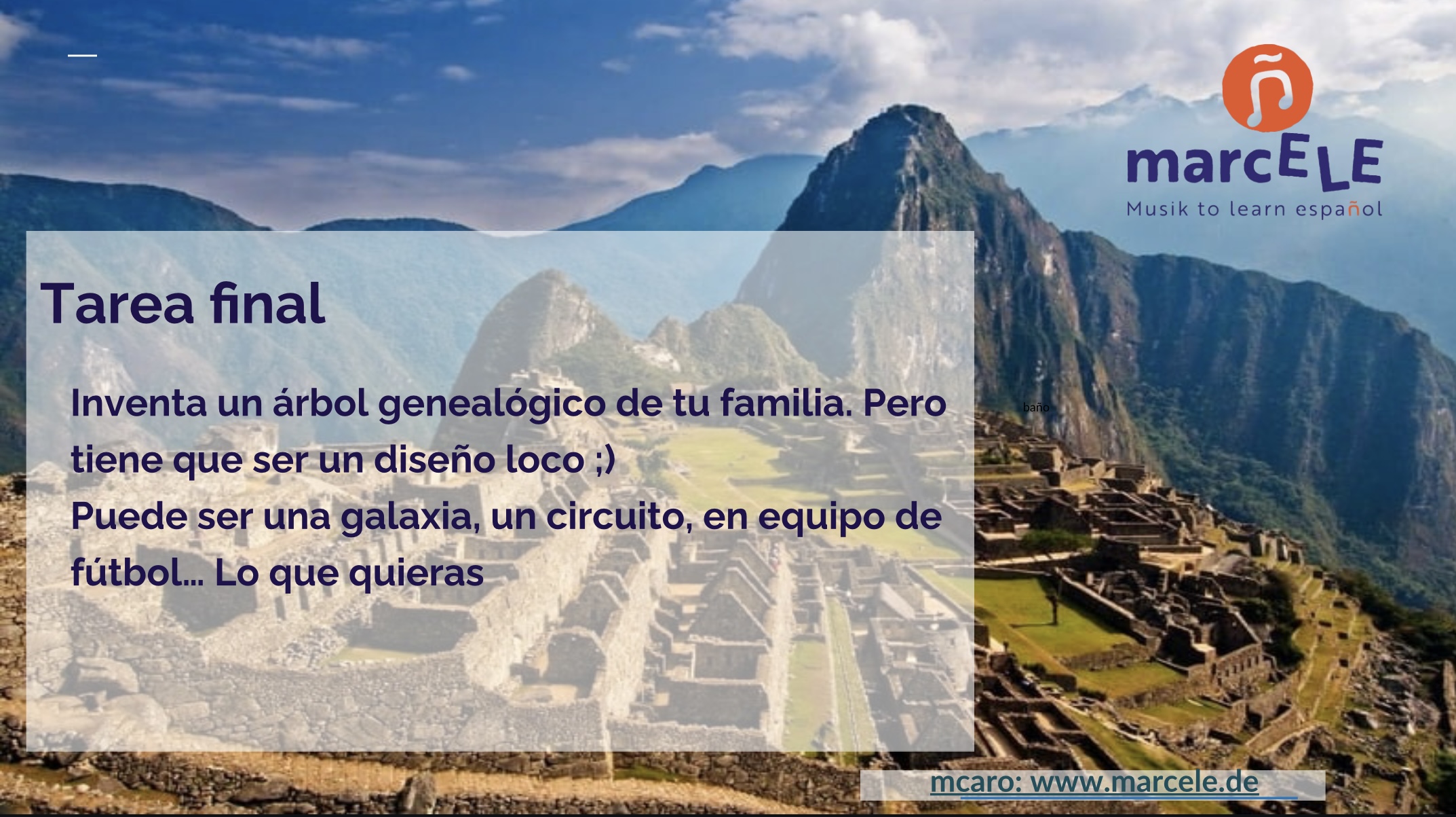 Actividad 2: Escribe un texto usando posesivos (Tengo 15 años - marcELE)